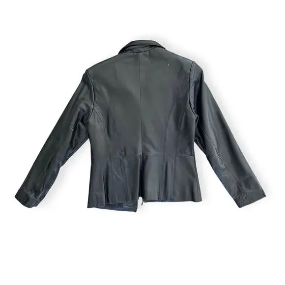 Vintage Wilsons Leather Maxima Black Zip Up Leather Moto Biker Jacket Womens M - Picture 3 of 10